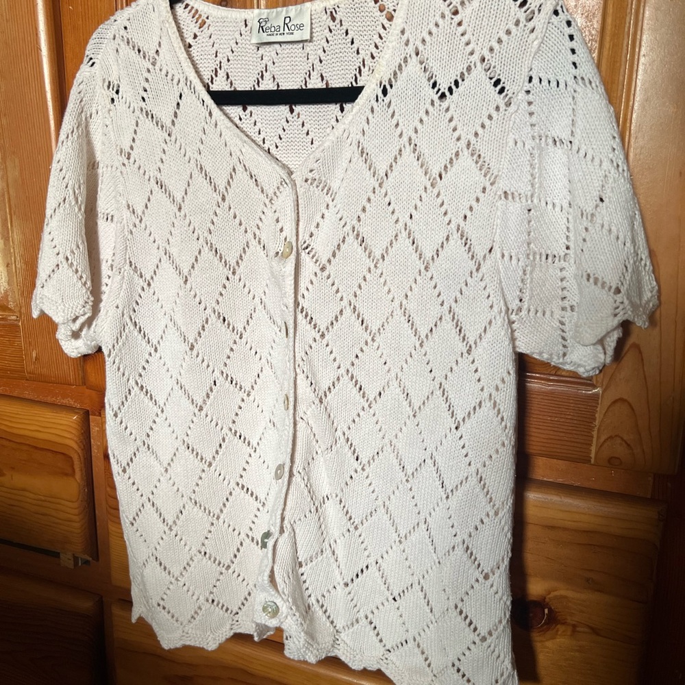 Reba Rose Vintage White Crotchet Top